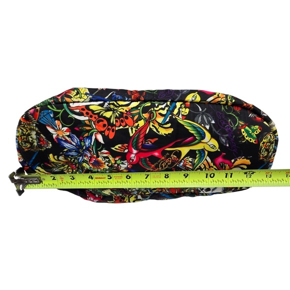 VTG Ed Hardy Tattoo Print Hobo Bag Shoulder Purse Love Kills Skull Heart Charm - Picture 5 of 9